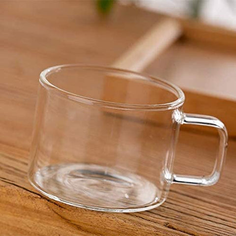 CRYSTAL CLEAR GLASS KETTLE WITH 4 TEA / COFFEE CUPS