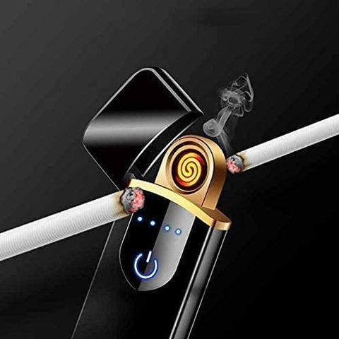 SMOKING RECHARGEABLE WINDPROOF SLIM COIL LIGHTER WITH SMART FINGERPRINT SENSOR DOUBLE SIDE IGNITION LIGHTER - PACK OF 1