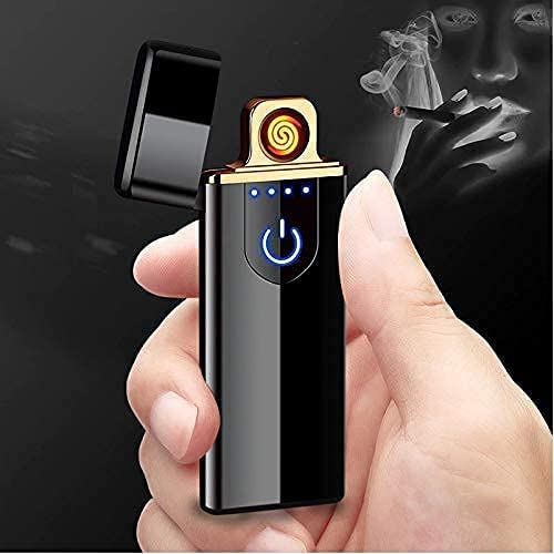 SMOKING RECHARGEABLE WINDPROOF SLIM COIL LIGHTER WITH SMART FINGERPRINT SENSOR DOUBLE SIDE IGNITION LIGHTER - PACK OF 1