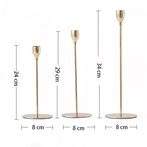 ROYAL GOLDEN CANDLE HOLDERS FOR TAPERED CANDLES - PACK OF 3