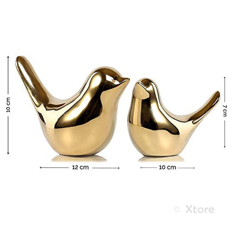 CERAMIC GOLDEN BIRDS FIGURINE