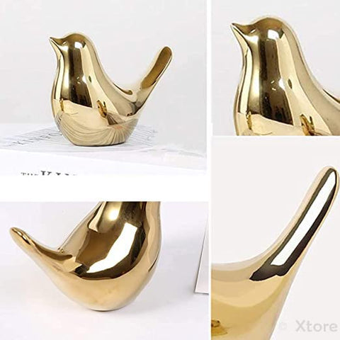 CERAMIC GOLDEN BIRDS FIGURINE