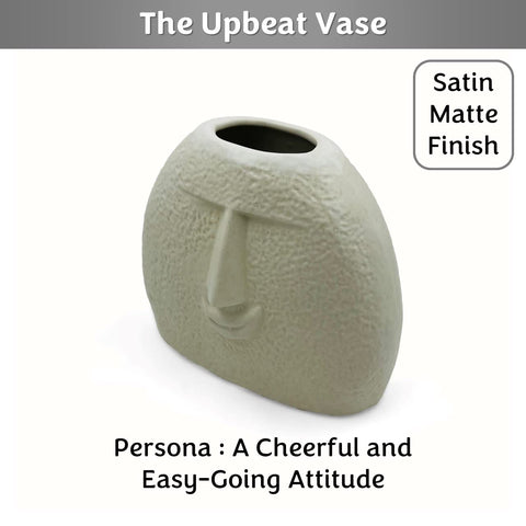 CERAMIC MATTE FINISH THE UPBEAT SMILE FACE VASE - PACK OF 2