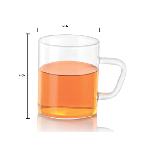 TRANSPARENT GLASS TEA & COFFEE CUPS 190ML - PACK OF 6