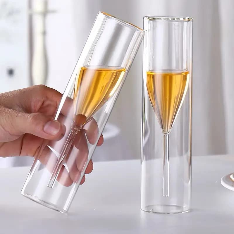 DOUBLE WALLED TRANSPARENT SPARKLING WINE GLASS 150ML - PACK OF 2