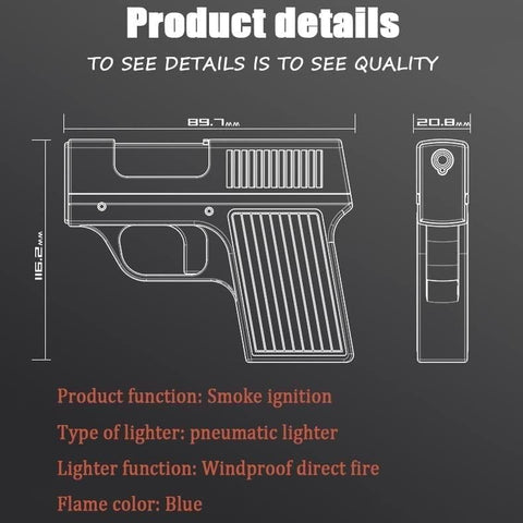 GUN SHAPE JET LIGHTET CIGARETTE CASE