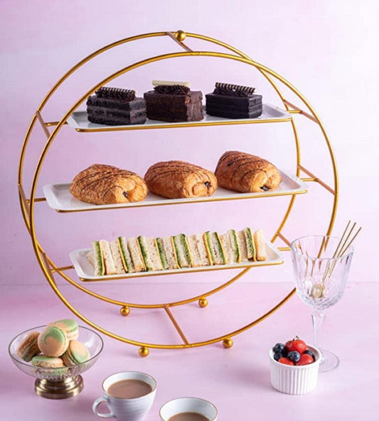 MODERN CLASSIC GOLD METAL TIERED 3 TIER DESSERT STAND - PACK OF 1