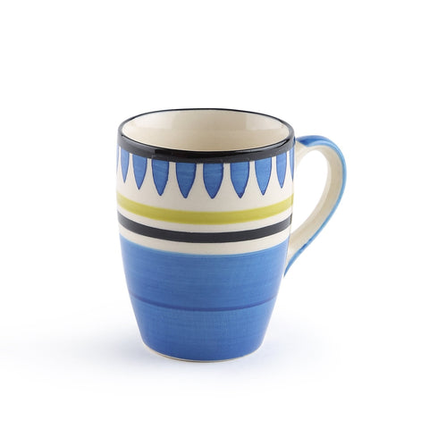 BLUE HANDPAINTED CERAMIC CUP - SET OF 6