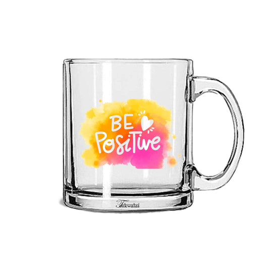 TRANSPARENT PRINTED GLASS COFFEE/TEA MUG 325ML - PACK OF 1