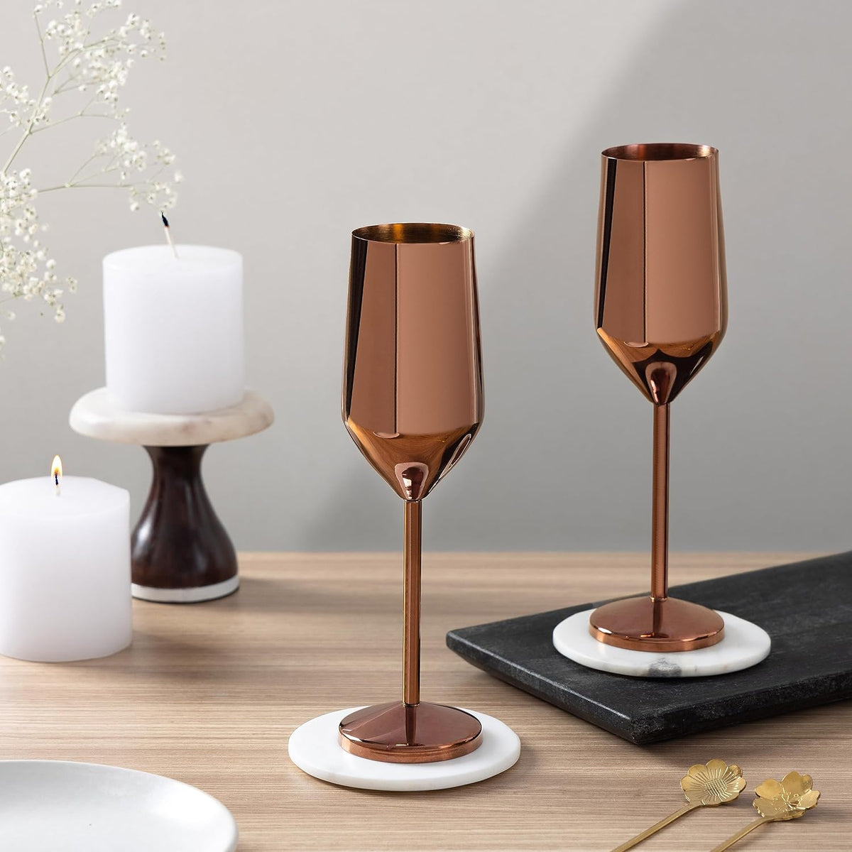 ROSE GOLD CHAMPAGNE WINE GLASS 200ML - PACK OF 2