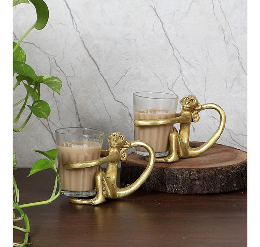 TEA CUP WITH BRASS MONKEY CUP HOLDER - PACK OF 2