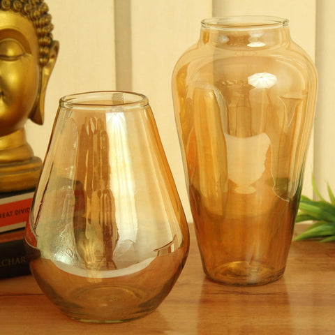 DECORATIVE GLASS VASE - PACK OF 2