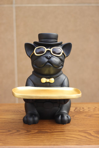 STYLISH BLACK DOG WITH TRAY