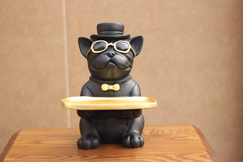 STYLISH BLACK DOG WITH TRAY