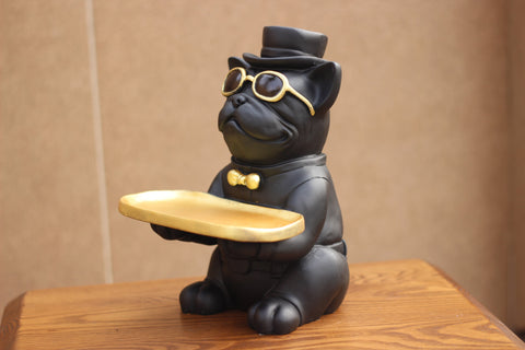 STYLISH BLACK DOG WITH TRAY