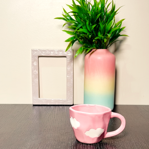 PINK CLOUD HAND PAINTED CUP SET OF 4