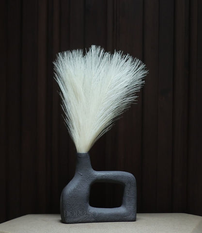 BOHO CHIC CERAMIC VASE ROUGH FINISH - CHARCOAL BLACK